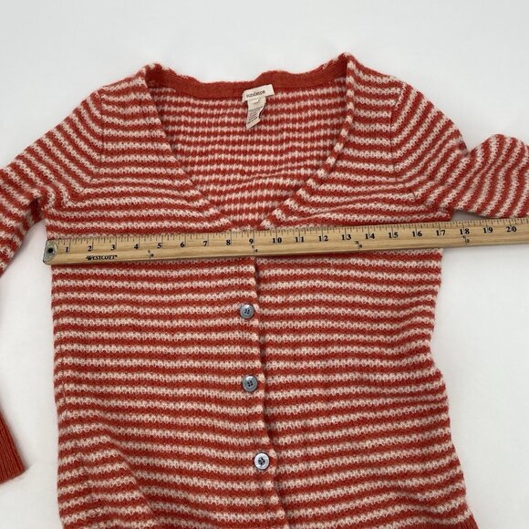 Sundance Catalog Womens Size XS Orange Striped Button Lambswool Cardigan - Picture 4 of 8